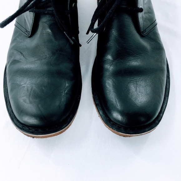 UGG Mens Chukka Boot Black Crinkled Leather Leighton Desert Shoe Crepe Sole 10.5 - Picture 4 of 13